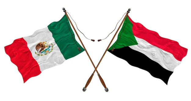 Bandera nacional de Sudán y México Fondo para diseñadores