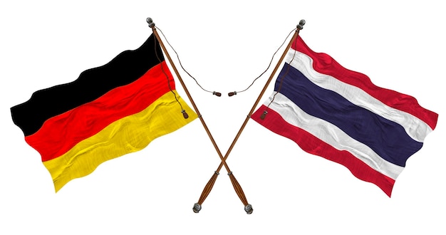 Bandera nacional de Tailandia y Alemania Fondo para diseñadores