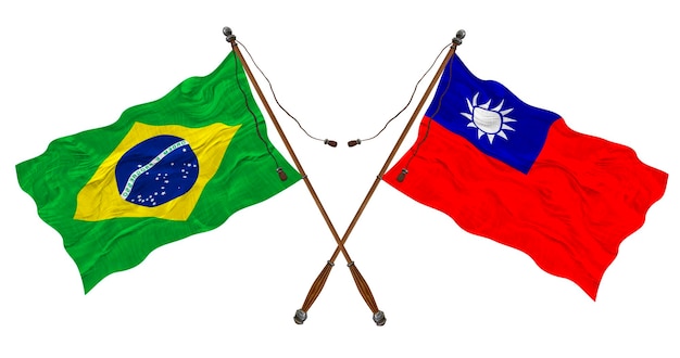 Bandera nacional de Taiwán y Brasil Fondo para diseñadores