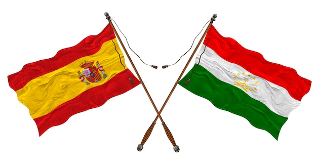 Bandera nacional de Tayikistán y España Fondo para diseñadores