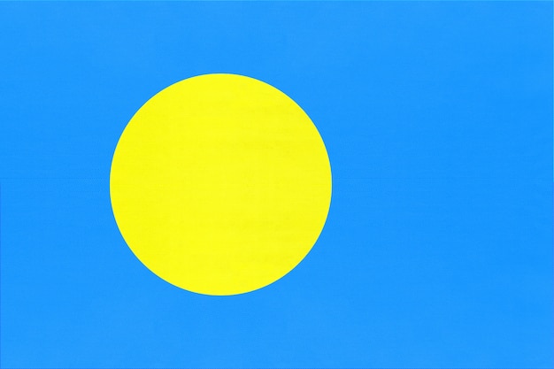 Bandera nacional de tela de la República de Palau, fondo textil Símbolo del país mundial de Oceanía