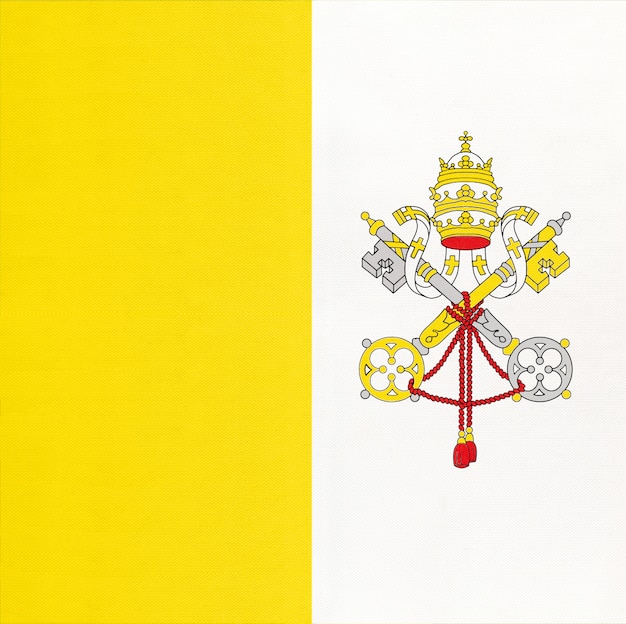 Bandera nacional de tela del Vaticano, fondo textil. Signo oficial del estado de Italia.