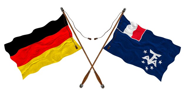 Bandera nacional de las tierras antárticas del sur de Francia y Alemania Fondo para diseñadores