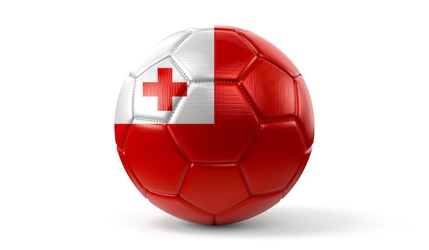 Foto bandera nacional de tonga en ilustración 3d de balón de fútbol