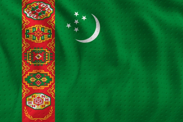 Bandera nacional de Turkmenistán Fondo con bandera de Turkmenistán