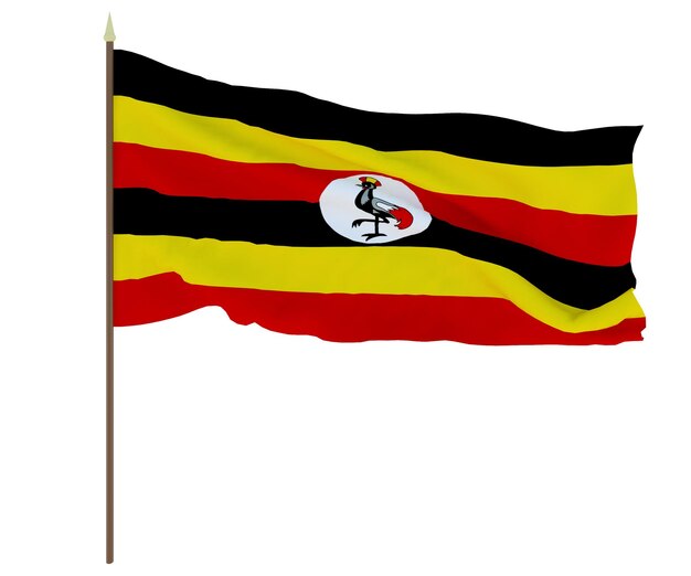 Bandera nacional de Uganda Fondo para editores y diseñadores Fiesta nacional Ilustración 3D