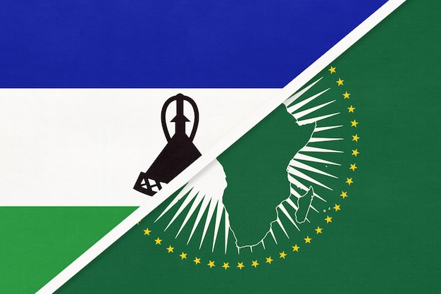 Bandera nacional de la Unión Africana y Lesotho del símbolo textil del continente africano