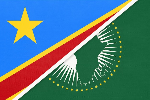 Bandera nacional de la Unión Africana y la República Democrática del Congo África continente vs símbolo congoleño