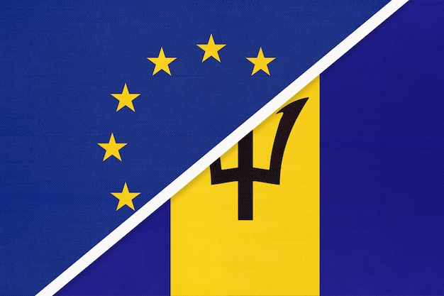 Bandera nacional de la Unión Europea o UE vs Barbados