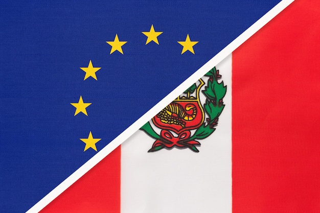 Bandera nacional de la Unión Europea o UE vs República del Perú