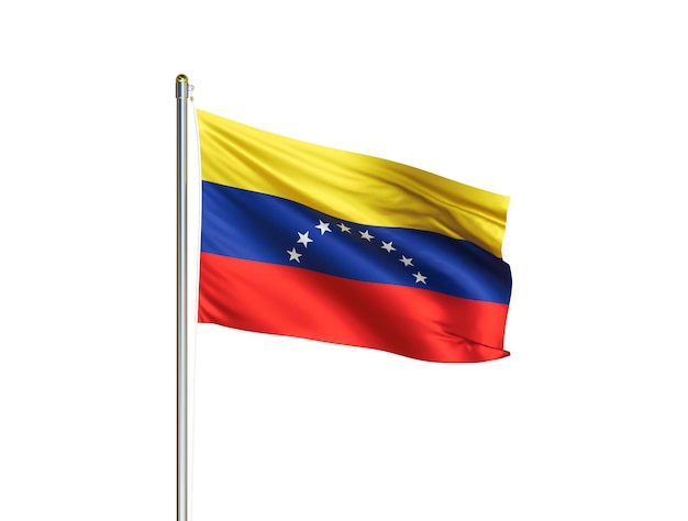 Bandera nacional de Venezuela ondeando en fondo blanco aislado Bandera de Venezuela Ilustración 3D