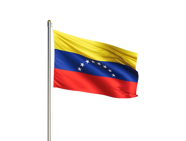 Bandera nacional de Venezuela ondeando en fondo blanco aislado Bandera de Venezuela Ilustración 3D