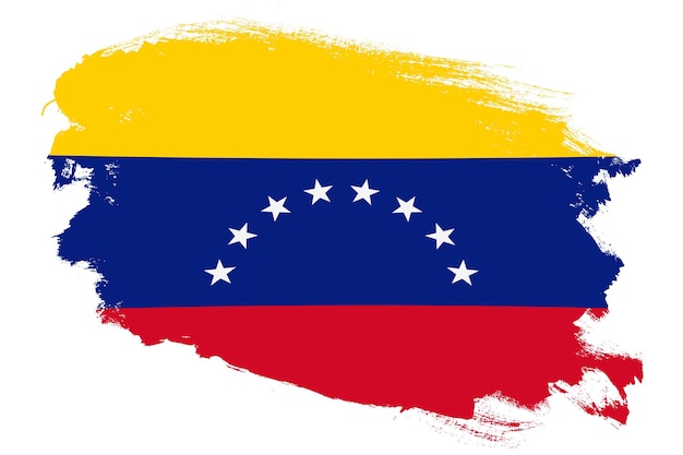 Foto bandera nacional de venezuela sobre fondo blanco con textura de pincel de trazo grunge