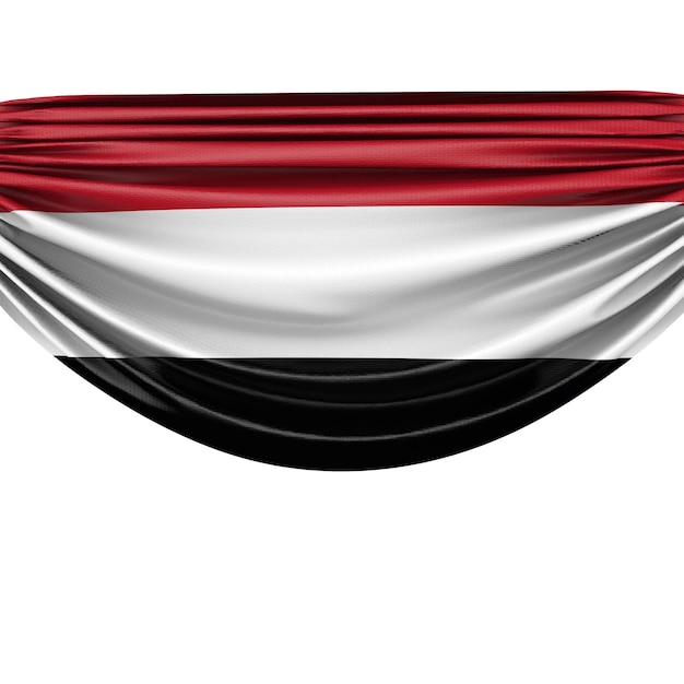 Bandera nacional de Yemen colgando tela banner 3D Rendering