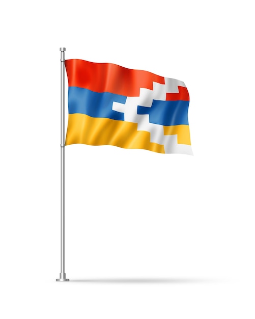 Bandera de Nagorno Karabaj aislado en blanco