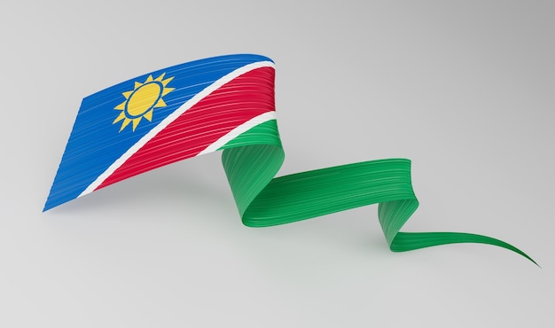 bandera, de, namibia, 3d, ilustración, cinta ondulada, isloated, blanco, plano de fondo