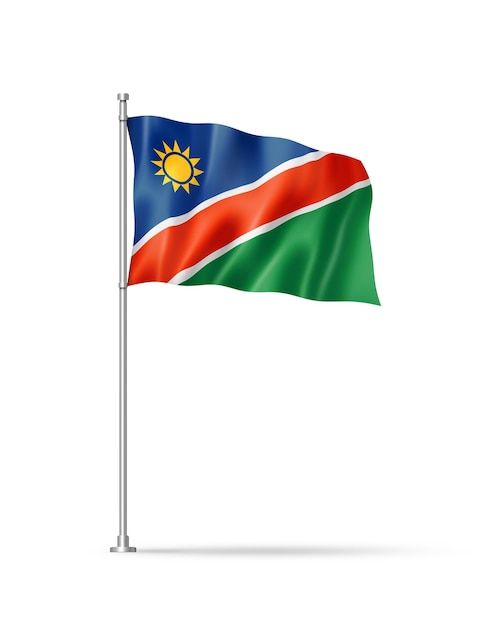 Bandera de Namibia aislado en blanco