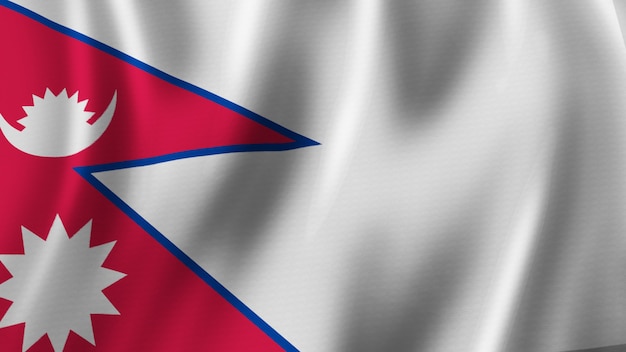 Bandera de Nepal que agita la representación 3D del primer con la imagen de alta calidad con la textura de la tela