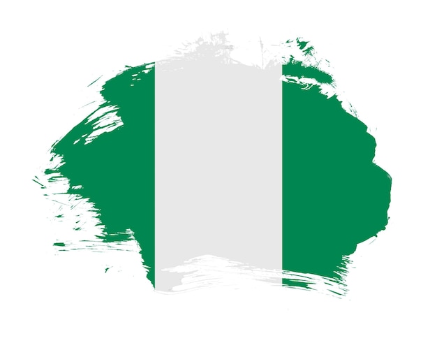 Bandera de nigeria pintada sobre fondo de trazo de pincel mínimo