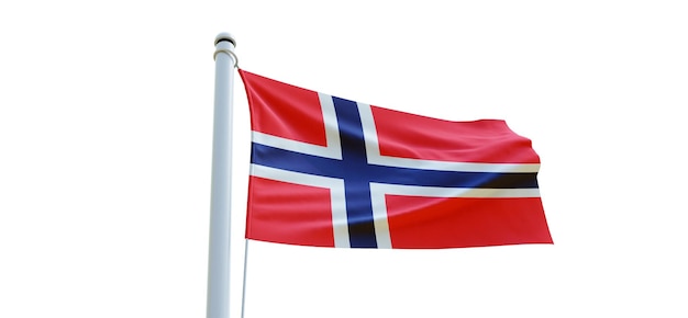 bandera, de, noruega, 3d, bandera, en, un, fondo blanco