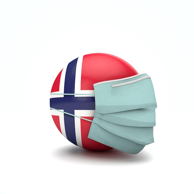 Bandera de noruega con mascarilla protectora nuevo concepto de coronavirus d render