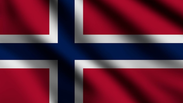 Bandera de noruega ondeando en el viento con fondo de estilo 3d