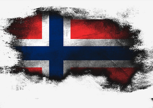 Bandera de noruega pintada a pincel