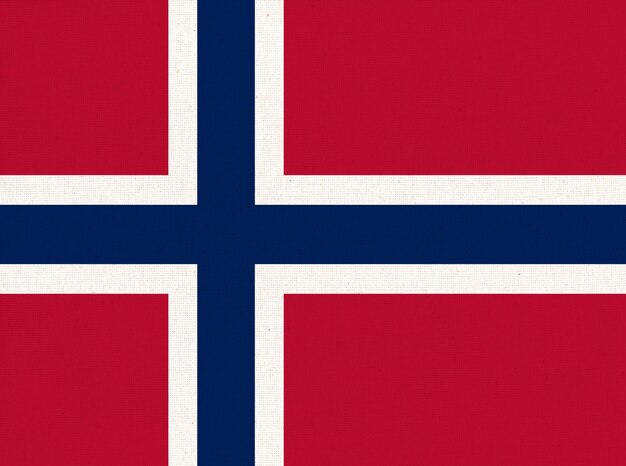 Bandera de Noruega Símbolo del Estado de Noruega Bandera en la superficie de la tela