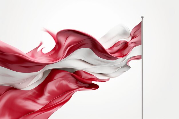 Una bandera ondeando en el viento con un fondo blanco.