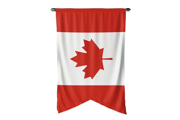 Bandera ondeante canadiense sobre un fondo blanco con un lugar para escribir textos