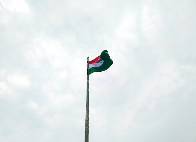 bandera ondeante, de, india, en, cielo azul