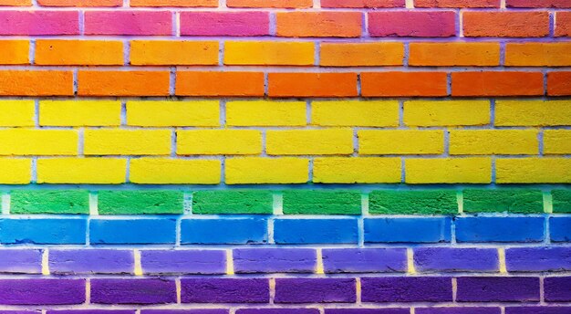 La bandera del orgullo LGBTQ en la pared de ladrillo