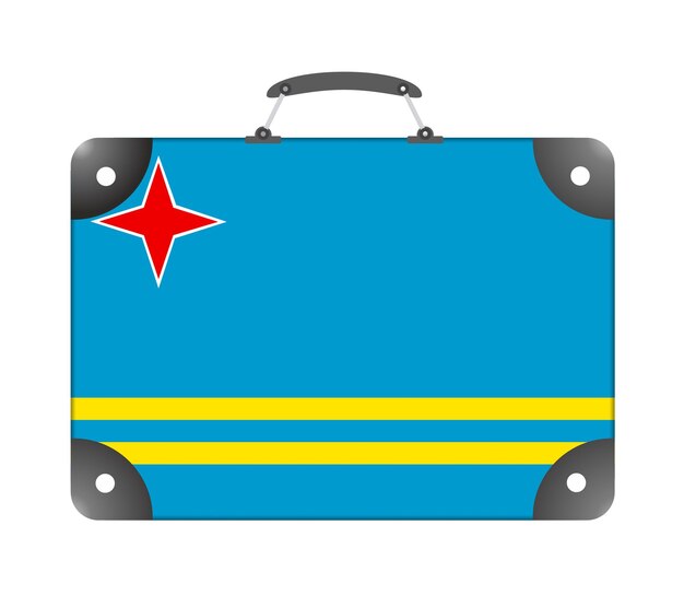 Bandera del país de Aruba en forma de maleta de viaje sobre un fondo blanco - ilustración