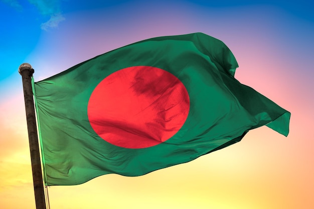 bandera del país de bangladesh, bandera 3d y fondo de color.