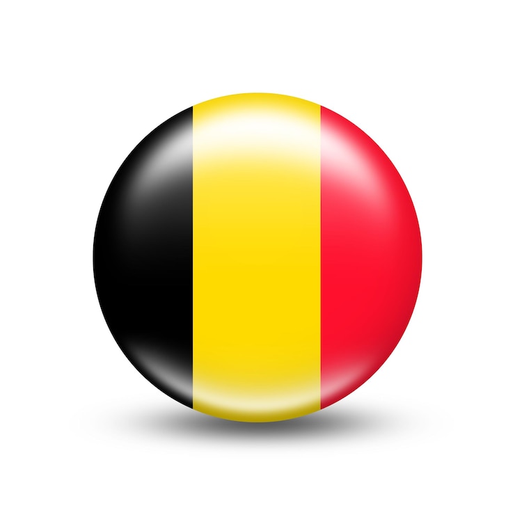 Foto bandera de país de bélgica en esfera con sombra blanca - ilustración