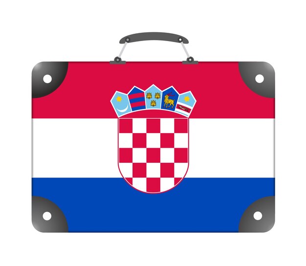 Bandera del país de Croacia en forma de maleta para viajar sobre un fondo blanco - ilustración