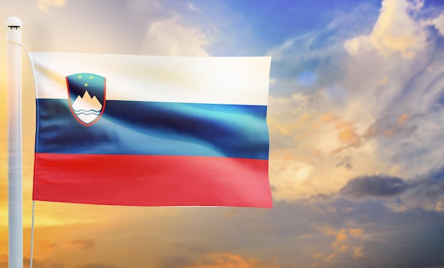 bandera del país de eslovenia, bandera ondeante 3d aislada,