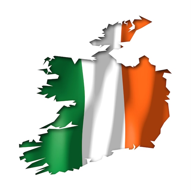 Bandera de país de Irlanda y frontera sobre fondo blanco
