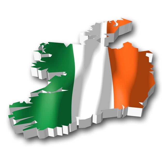 Bandera de país de Irlanda y frontera sobre fondo blanco