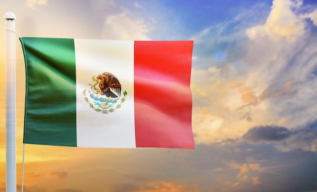 bandera del país de méxico, bandera ondeante 3d aislada,