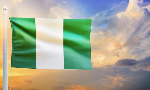 bandera del país de nigeria, bandera ondeante 3d aislada,