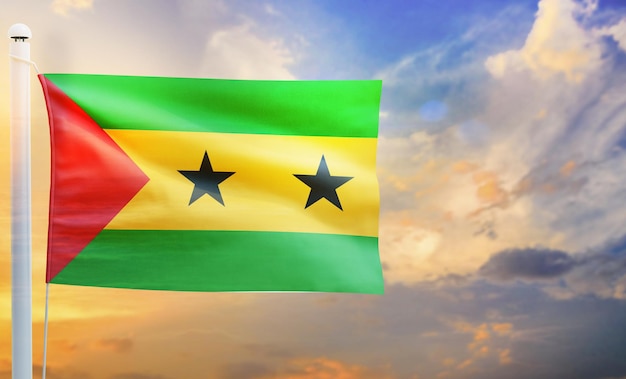 bandera de país de sao_tome_and_principe, bandera ondeante 3d aislada,