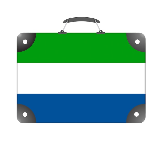 Bandera del país de Sierra Leona en forma de maleta de viaje sobre un fondo blanco - ilustración