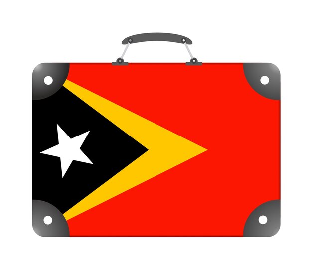 Bandera del país de Timor en forma de maleta de viaje sobre un fondo blanco - ilustración