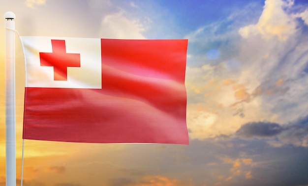 bandera del país de tonga, bandera ondeante 3d aislada,