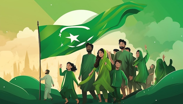 Bandera de Pakistán en el día de la Independencia