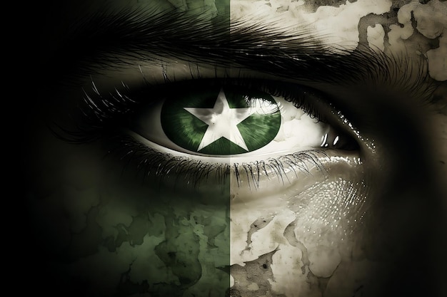 Bandera de Pakistán a los ojos del hombre IA generativa