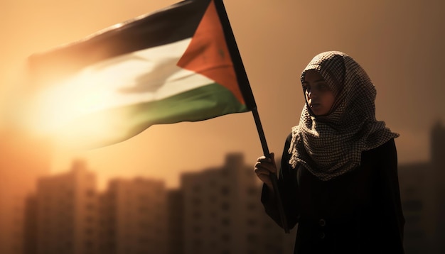 Bandera palestina a la luz del sol