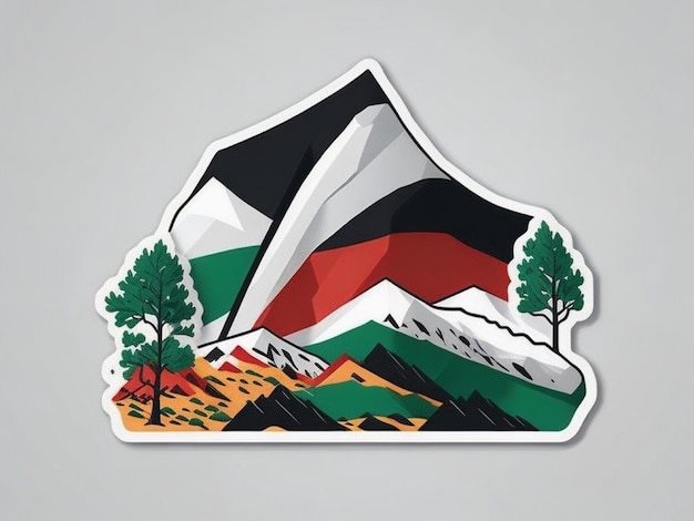 Foto bandera de palestina en las montañas 2d