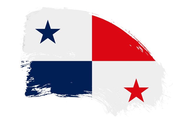 Bandera de Panamá sobre fondo blanco con efecto de textura de pincel abstracto